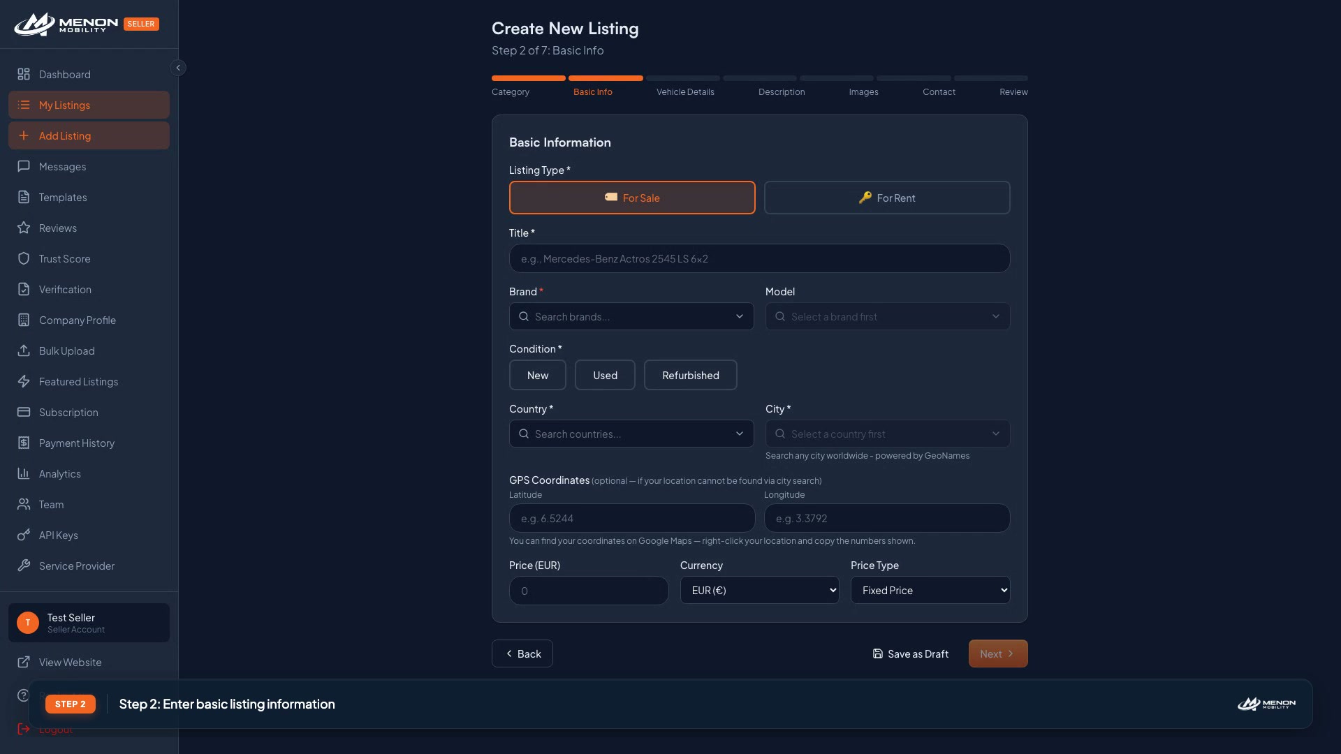 Create Your First Listing