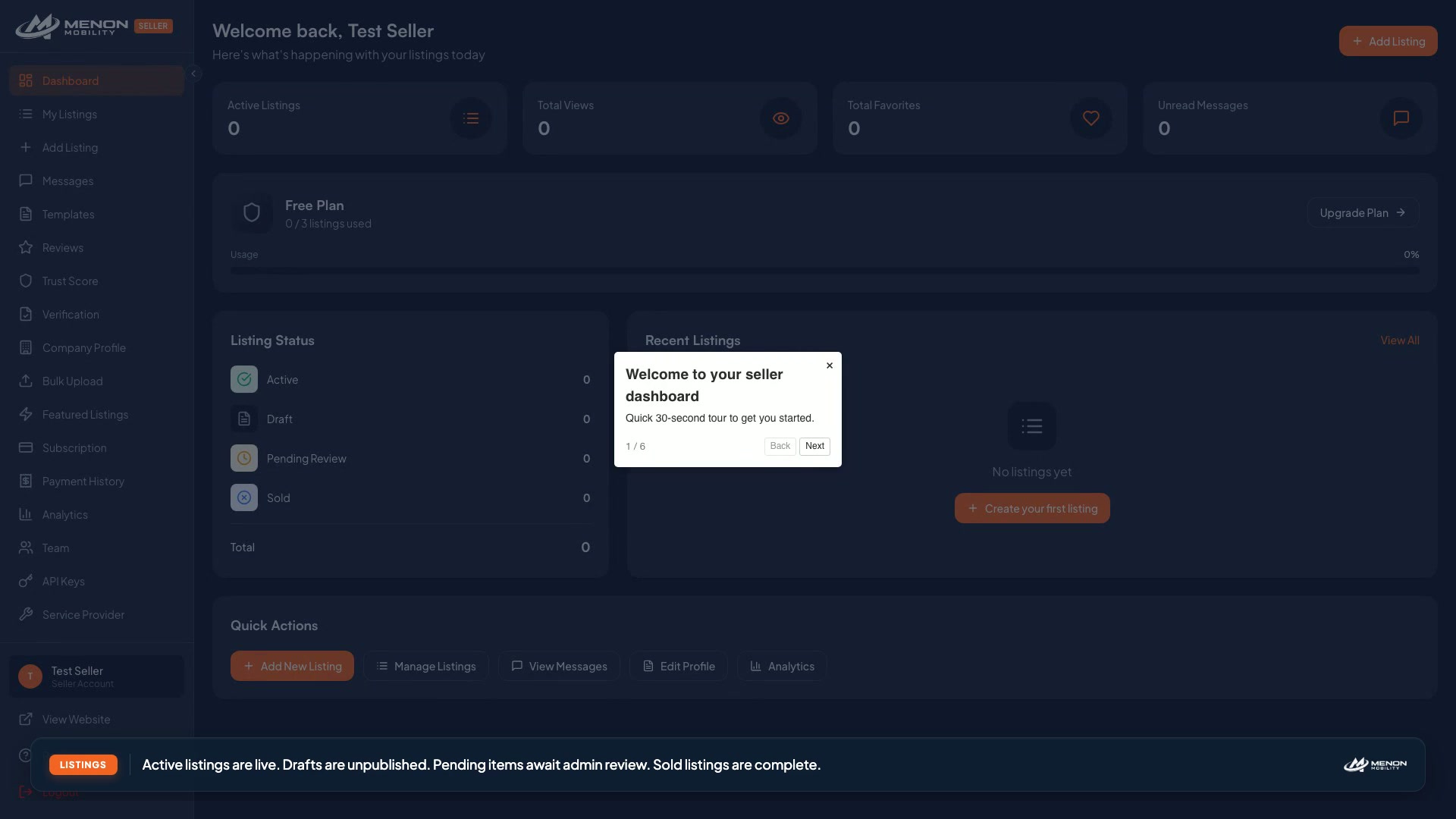 Seller Dashboard Tour
