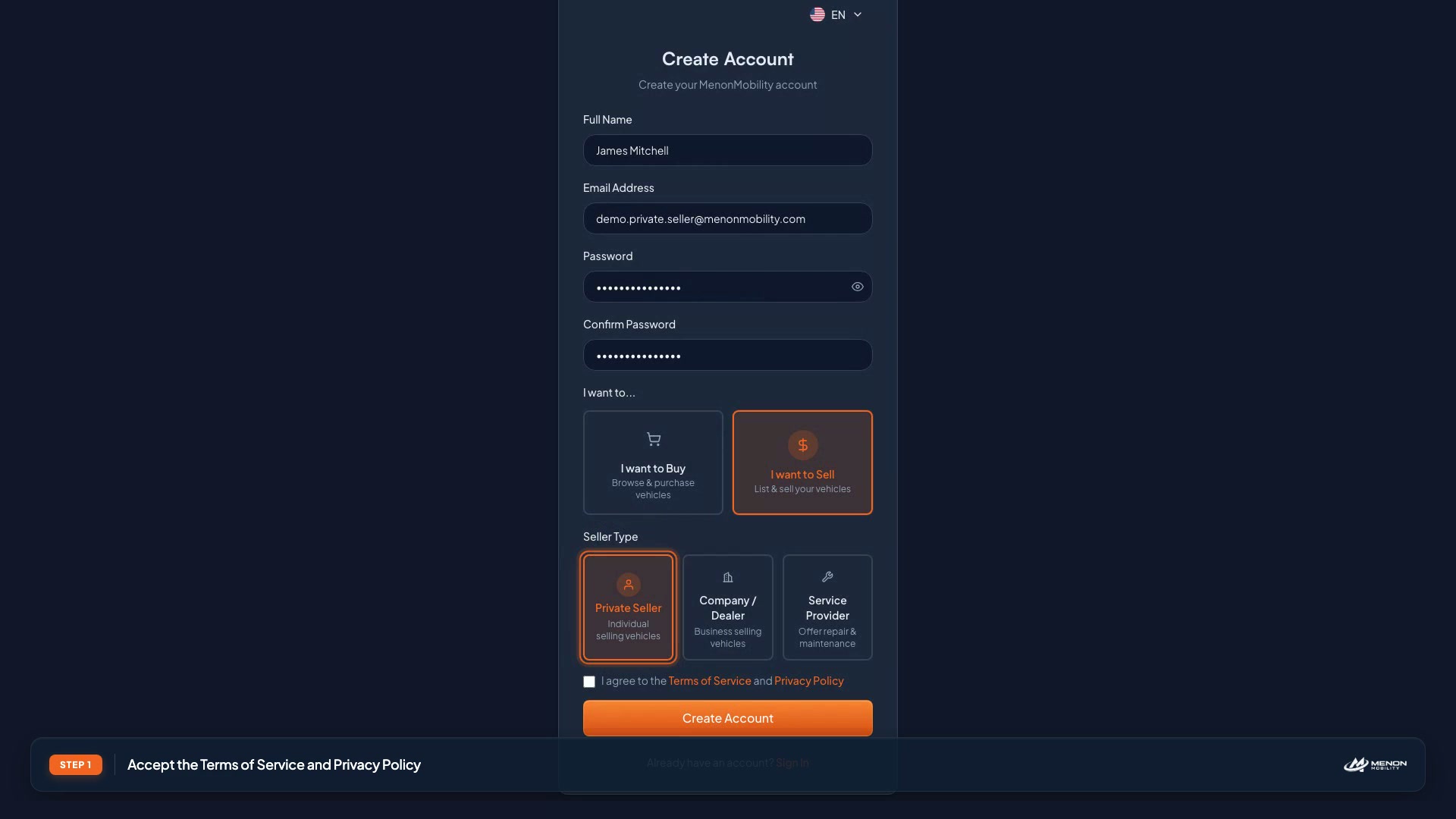 Register as an Individual Seller